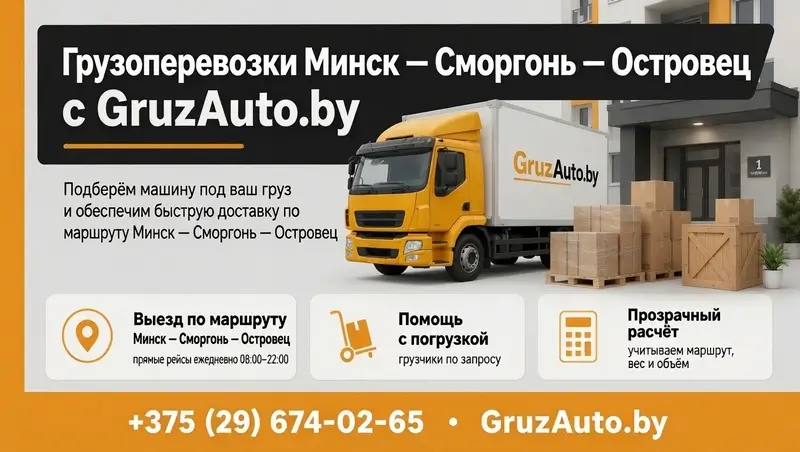 Грузоперевозки Минск сморгонь Островец